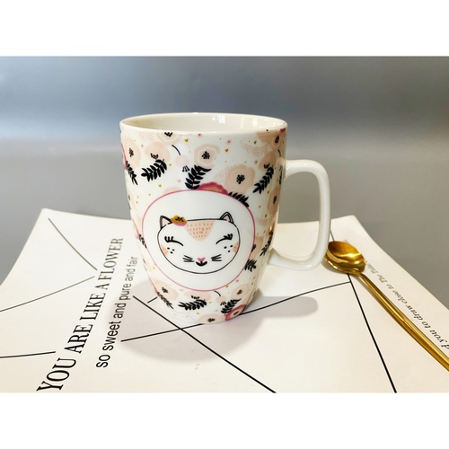 AILO แก้วเซรามิค 8 ซม. 350 มล. RABBIT-02 สีชมพู