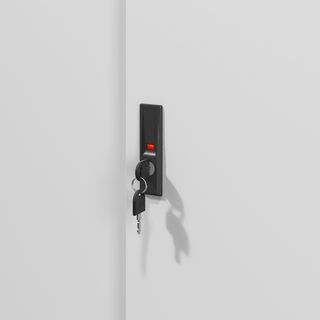 SMITH  ตู้เก็บเอกสารแบบทึบบานเลื่อน รุ่น Artie ขนาด 40x90x90ซม. สีขาว-แดง