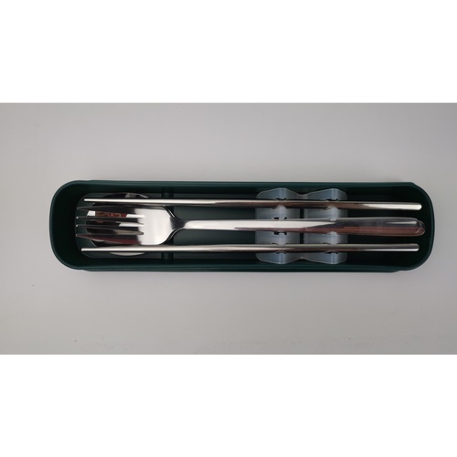 ADAMAS ชุดช้อนส้อมตะเกียบพกพา BERA กล่องสีเขียวเข้ม