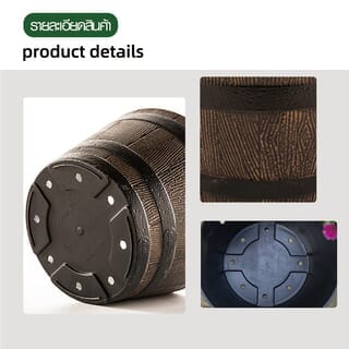 Tree O  กระถางต้นไม้ทรงถังวิสกี้  12นิ้ว รุ่น AM006 ขนาด 31*20.5ซม.  สีไม้ 
