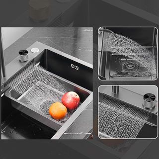 KOCH KITCHEN อ่างล้างจานฝังบน 1 หลุมไม่มีที่พัก 304SS 75x46x22 ซม. MARTIN สีดำพรีเมี่ยม