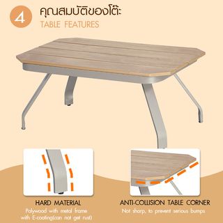 SUMMER SET ชุดโต๊ะสนาม 4 ที่นั่ง รุ่น SALLY ขนาด โต๊ะ: 100x60x46 ซม. เก้าอี้ 1ที่นั่ง :76x90x87 ซม. เก้าอี้ 2 ที่นั่ง : 153x90x87 ซม. สีน้ำตาล (1/2)