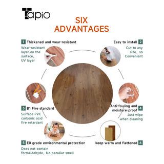 Tapio กระเบื้องยาง Dryback 152.4x914.4x2มม. รุ่นEKC002 Siam Teak สีน้ำตาล (16แผ่น/2.23ตร.ม.) A.