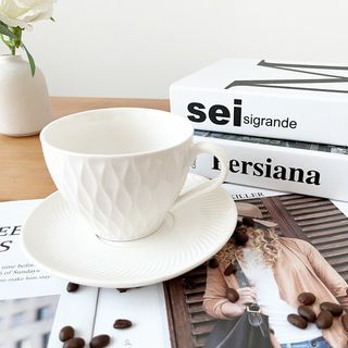 AILO ชุดถ้วยกาแฟเซรามิค 13.5 ซม. 300 มล. JERRY-01 สีขาว 