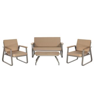 SUMMER SET ชุดโต๊ะสนาม 4 ที่นั่ง รุ่น SALLY ขนาด โต๊ะ: 100x60x46 ซม. เก้าอี้ 1ที่นั่ง :76x90x87 ซม. เก้าอี้ 2 ที่นั่ง : 153x90x87 ซม. สีน้ำตาล (1/2)