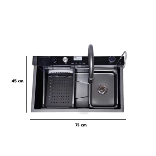 KOCH KITCHEN อ่างล้างจานฝังบน 1 หลุมไม่มีที่พัก SUS304 รุ่น MARTRIX สีดำ