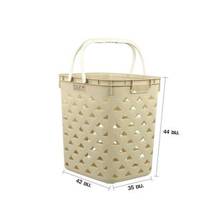 SAKU ตะกร้าลายหนัง รุ่น FT-503/A ขนาด 42x35x44 ซม. สีครีม (มีหู) 