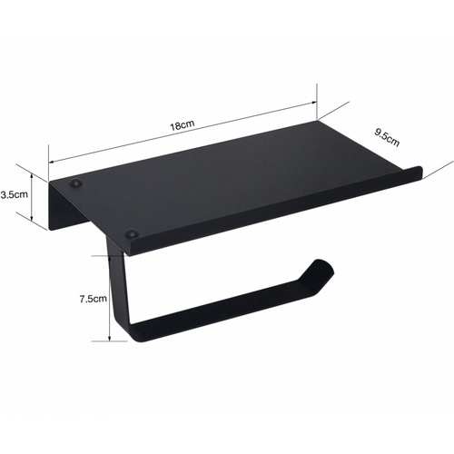 Verno ที่ใส่กระดาษชำระ พร้อมชั้นวางสแตนเลส304 ขนาด 18x10x10 ซม. รุ่น แมมบา02 สีดำ