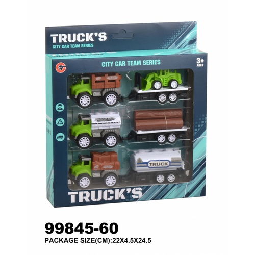 TOYS ของเล่นชุดรถพ่วงการเกษตร บรรจุ3คัน สีเขียว#99845-60(22x4.5x20.5ซม.)
 
