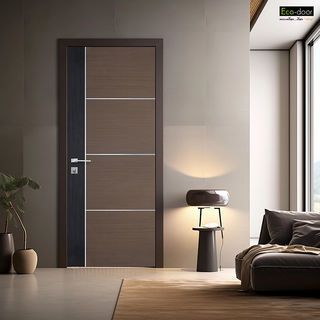 ECO-DOOR  ประตู WPC รุ่น WP3 ภายใน ขนาด 80x200 ซม. สีเกรย์โอ๊ค (ไม่เจาะลูกบิด)
