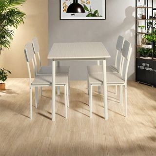 DELICATO ชุดโต๊ะอาหาร 4 ที่นั่ง รุ่น Nana โต๊ะ:110X70X76ซม. เก้าอี้:42x 48 x 87ซม. สีไม้ธรรมชาติ 