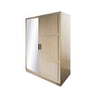 DELICATO ตู้เสื้อผ้า 4 ฟุต 1 บานกระจก 1 บานไม้ รุ่นอแมนด้า ขนาด 119x56x179 ซม.สีบีช