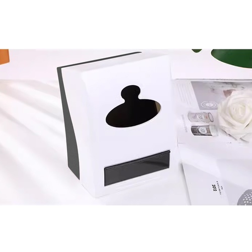 GOME กล่องทิชชูตั้งโต๊ะมีที่ใส่ไม้จิ้มฟัน ขนาด 7.5x12x15 ซม. รุ่น CC002 สีขาว