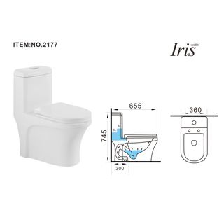 Iris สุขภัณฑ์ชิ้นเดียว แบบกดบน  รุ่น ไวโอเลต IR-2177