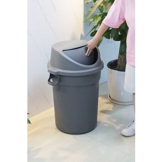 ICLEAN ถังขยะใหญ่ฝาสวิงทรงกลม 90 ลิตร รุ่น TG55597A ขนาด 50x50x82 ซม. สีเทา