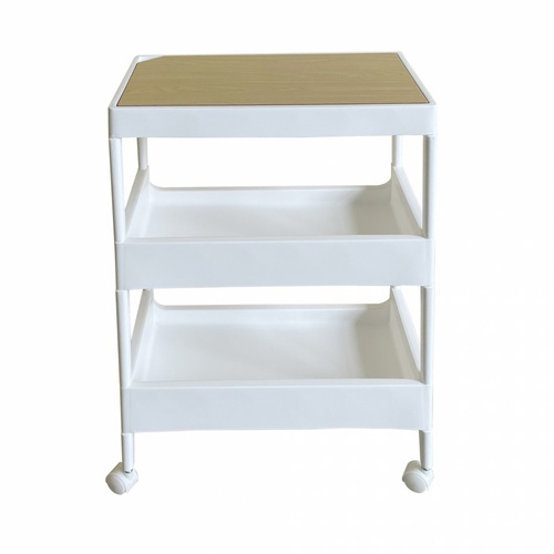 GOME ชั้นวางพลาสติกท็อปไม้ 3 ชั้น รุ่น GD615WH ขนาด 40X26X61.5 CM. สีขาว
