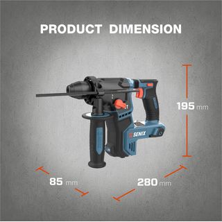 SENIX สว่านโรตารี่ไร้สาย Brushless 17 มม. 20V(Max) (พร้อมแบตเตอรี่ 4.0Ah 2 ก้อน) รุ่น PDRX2-M2-EU สีน้ำเงิน - ดำ