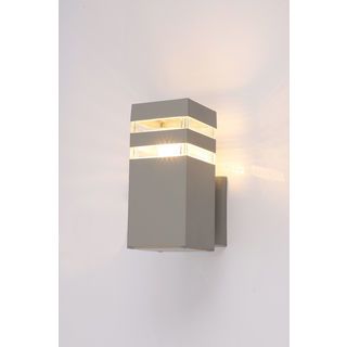 EILON โคมไฟติดผนังโมเดิร์น ทรงกระบอกสี่เหลี่ยม E27 ขนาด 9x9x20cm IP65 รุ่น MVW018-S(G) สีเทา