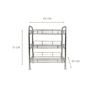 CLOSE ชั้นวางอเนกประสงค์ 3 ชั้น 30X64X73 CM. SHERLYN-3D สีเงิน