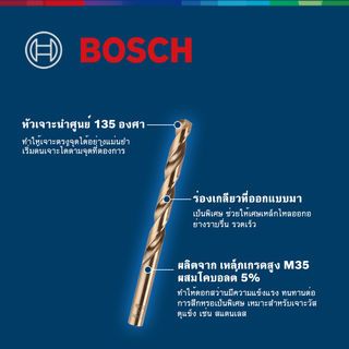 BOSCH ดอกเจาะสแตนเลส HSS-CO 1/8 x 41/70 มม.