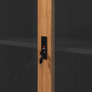 SMITH  ตู้เก็บเอกสารแบบกระจกบานเลื่อน รุ่น Archie ขนาด 40x90x90ซม. สีไม้-ดำ