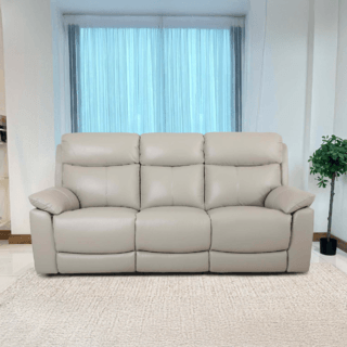 Relax studio โซฟาหนังแท้ปรับระดับไฟฟ้า 3 ที่นั่ง ขนาด 204x95-167x102 ซม. รุ่น Marina  สีน้ำตาลอมเทา
