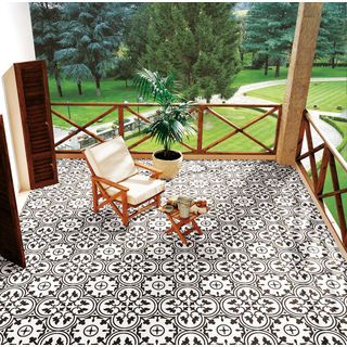 Marbella กระเบื้องเซรามิคปูพื้น 16x16 นิ้ว รุ่น บลูมฟลาวเวอร์ แบล๊ก JMZ40206 Gloss (12P)