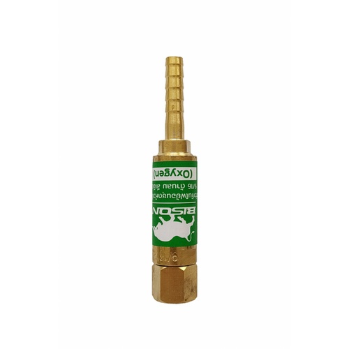 BISON ตัวกันไฟย้อนชุดหัวตัด 9/16 ด้านลม สีเขียว (Oxygen)  