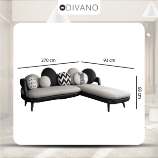 DIVANO โซฟาผ้า L-SHAPE เข้ามุมซ้าย รุ่นอมีเลีย ECS-633 สีเทา