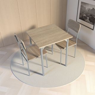 Delicato ชุดโต๊ะอาหาร 2 ที่นั่ง รุ่น Aiko โต๊ะ:70X70X76ซม. เก้าอี้:42X48X87ซม. สีน้ำตาลอ่อน