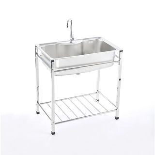 TECNOSTAR อ่างล้างจานพร้อมขาตั้ง 1 หลุมไม่มีทีพัก  TNS TT 8050 SS สีโครเมี่ยม