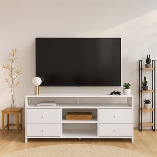 DELICATO ชั้นวางทีวี รุ่นออสติน ขนาด152.6x39x76 ซม. สีขาว