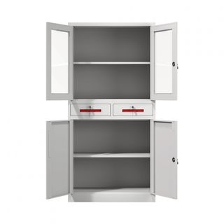 SMITH  ตู้เก็บเอกสารแบบกระจกและทึบบานเปิด รุ่น Artie ขนาด 40x90x185ซม.  สีขาว-แดง