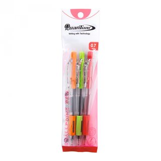 Quantum ปากกาลูกลื่น 0.7 มม. รุ่น  007 HITZ สีน้ำเงิน+สีแดง (3ด้าม/แพ็ค) (1x12)