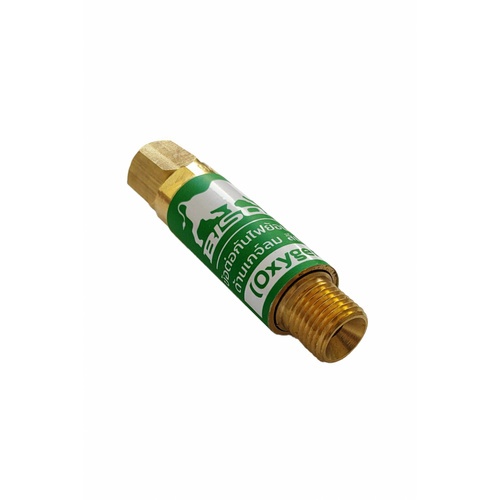 BISON ข้อต่อกันไฟย้อน 9/16ด้านเกจ์ลม สีเขียว (Oxygen)  