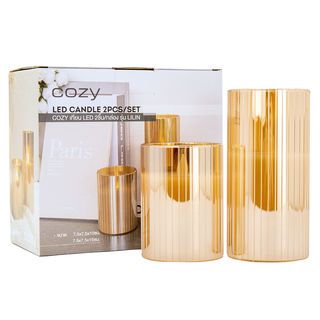 COZY เทียน LED 2ชิ้น/กล่อง รุ่น LILIN ขนาด 7.5x7.5x10ซม. / 7.5x7.5x15ซม. สีทอง