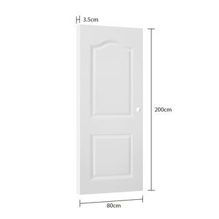 WELLINGTAN ประตูภายนอก UPVC บานทึบ 2ฟักโค้ง รุ่น UPVC-WE002 ขนาด 80x200ซม. สีขาว (เจาะลูกบิด)