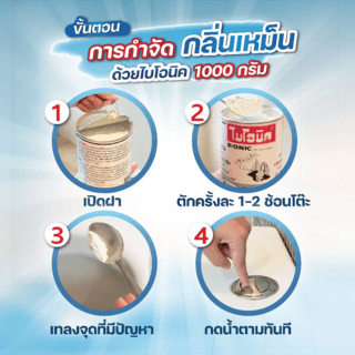 BIONIC ไบโอนิคจุลินทรีย์กำจัดกลิ่นเหม็น ป้องกันส้วมเต็ม ขนาด 1000 กรัม