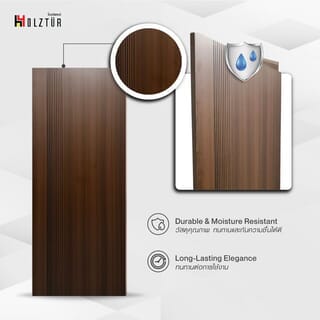 HOLZTUR ประตูปิดผิวเมลามีนเซาะร่อง M2502-1 ขนาด 80x200ซม. สี Dark Brown