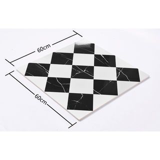 Marbella กระเบื้องเซรามิคปูพื้น 60x60 ซม. รุ่น ไดมอนด์ ไวท์ แบล็ค MD12 ผิวเงา (4P)