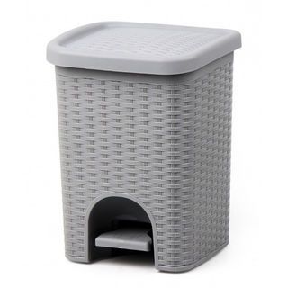 ICLEAN ถังขยะเหยียบเหลี่ยมลายสาน 6 ลิตร ขนาด 20.5x20.5x28ซม. รุ่น TG54602 สีเทา