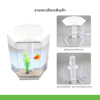 BOYU ชุดAquariumตู้ปลา6มุมพร้อมระบบกรองน้ำ รุ่นDY-4 ขนาดตู้11ลิตร ก10ย11ส12นิ้ว สีขาว