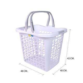 GOME ตะกร้าใส่ผ้าสี่เหลี่ยมทรงสูง 40x48x42 ซม. รุ่น 5912 สีขาว