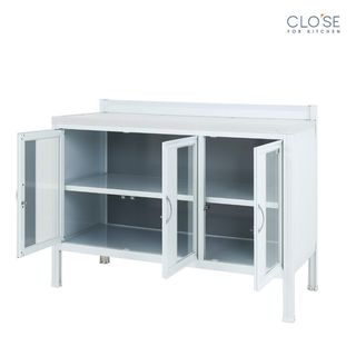 CLOSE เคาน์เตอร์โครงอลูมิเนียม ท๊อปเรียบกระเบื้อง SHIRO-120 ขนาด 120 x 53 x 90 ซม. สีขาว