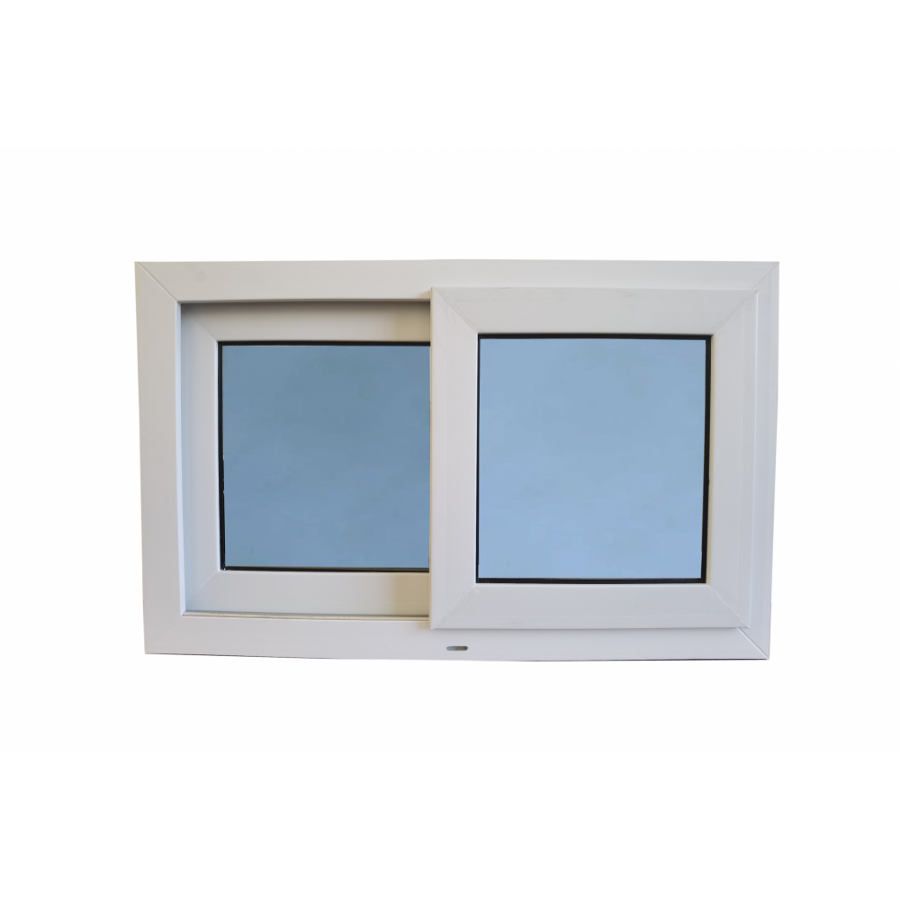 WELLINGTAN หน้าต่างไวนิล บานเลื่อน SS (กระจกสีฟ้าสะท้อนแสง) RBW005 80x50ซม. สีขาว พร้อมมุ้ง
