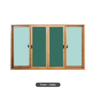 WELLINGTAN หน้าต่างอลูมิเนียมบานเลื่อน N-AWG1811-4P 180x110CM สีไม้ พร้อมมุ้ง