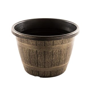 Tree O  กระถางต้นไม้ทรงถังไม้ 8นิ้ว รุ่น AM008 ขนาด 20.3*13.9ซม.  สีไม้ 