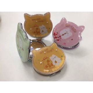 USUPSO กระจกพกพาทรงกลมหูแมวลายแมวน่ารัก(คละสี)ขนาด 8.0x7.8x1.0ซม.(#BH5)