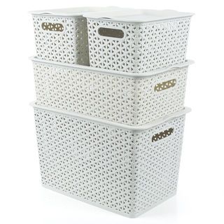 GOME ตะกร้าพลาสติกมีฝาปิด รุ่น CRUZ 2026 ขนาด 19.5×28.5×14.5ซม. สีเทา