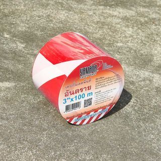 YAMADA เทปกั้นเขตพื้นที่อันตราย ขนาด 3 นิ้วx100m. สีขาว-แดง
